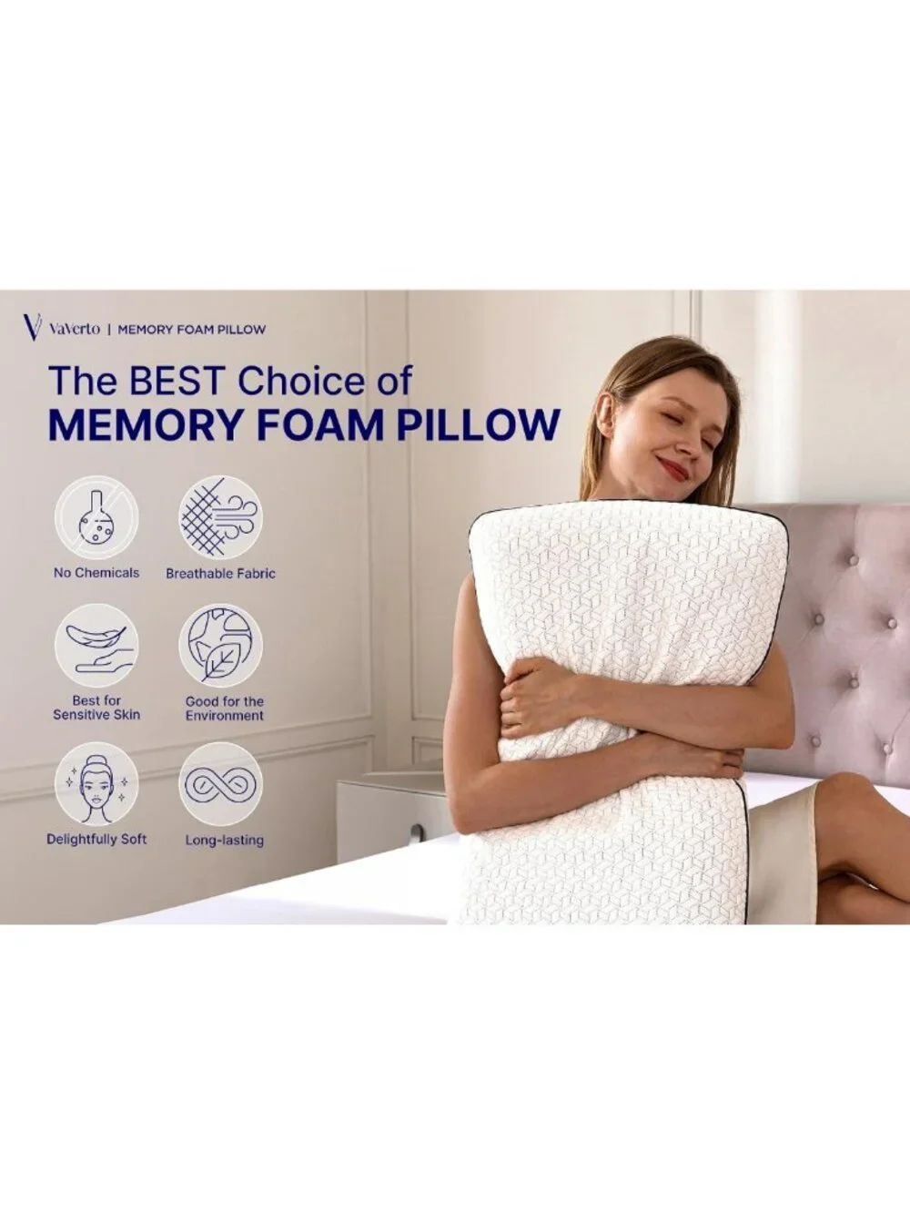 King Size Firm Memory Foam Pillows - 2-Pack for Ultimate Comfort & Support